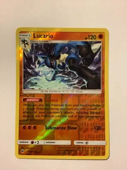 2017 Pokemon Sun & Moon Burning Shadows 71/147 Lucario Reverse Holo M/NM - Image 2