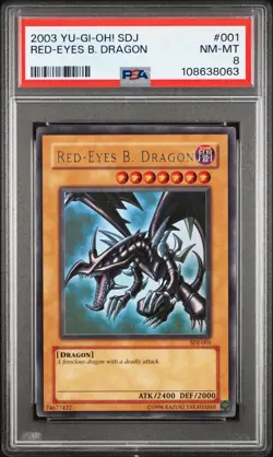 2003 YU-GI-OH! STARTER DECK: JOEY #001 RED-EYES B. DRAGON PSA 8 - Image 1