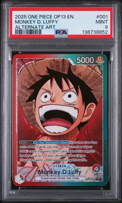 2025 One Piece Op13-001 Carrying Will Monkey Luffy #001 Alt AA Leader PSA 9 - Image 1