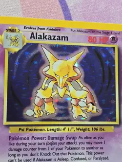Pokemon Alakazam Base Set Holo Rare LP 1/102 Card Clean Holo 1999 WOTC - Image 2