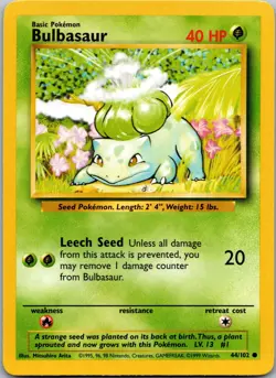 Bulbasaur 044/102 - Base Set Pokemon TCG LP - Image 1