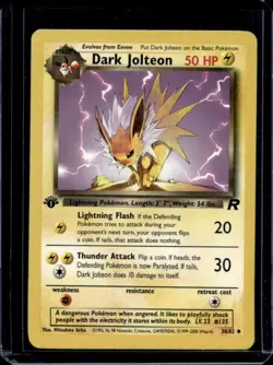 2000 Pokemon Team Rocket First Edition Dark Jolteon #38/82 - Image 1