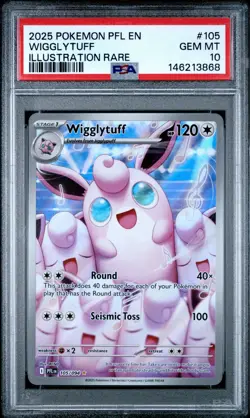 2025 POKEMON PFL EN-PHANTASMAL FLAMES ILLUSTRATION RARE #105 WIGGLYTUFF PSA 10 - Image 1