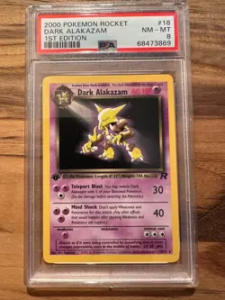 Pokemon Rocket 1st Edition DARK ALAKAZAM NON HOLO 18/82 PSA 8 # 68473869 - Image 2