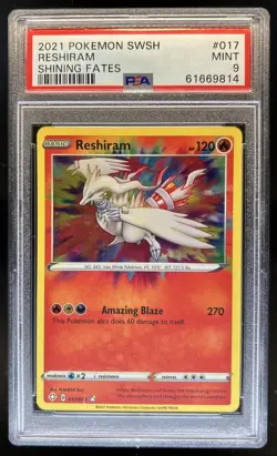 2021 Pokemon SWSH Shining Fates Reshiram Amazing Rare #017/072 PSA 9 - Image 1