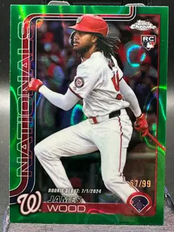 2025 Topps Chrome Update James Wood USC95 Green Lava Refractor /99 RC Nationals - Image 1