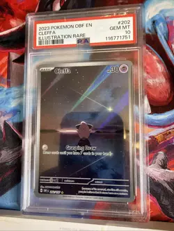 2023 POKEMON OBF EN-OBSIDIAN FLAMES ILLUSTRATION RARE #202 CLEFFA PSA 10 - Image 2