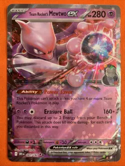 Pokemon Team Rocket's Mewtwo ex 081/182 Destined Rivals Holo Double Rare - NM - Image 1