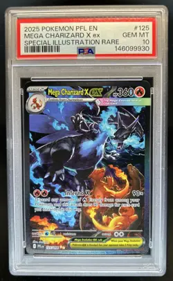 2025 Pokemon PFL Mega Charizard X ex Special Illustration Rare #125/094 PSA 10 - Image 1