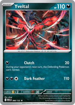 YVELTAL 088/132 HOLO RARE MEGA EVOLUTION POKEMON NEAR MINT - Image 1