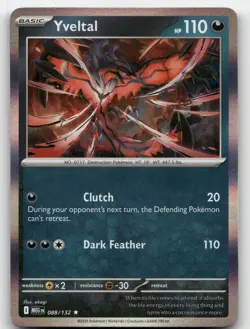 YVELTAL 088/132 HOLO RARE MEGA EVOLUTION POKEMON NEAR MINT - Image 2