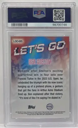 2024 Topps Chrome Ben Shelton Let's Go! RC SP Rookie #LGO-BS PSA 10 GEM SSP - Image 2