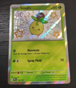 Pokemon Paldean Fates Smoliv Holo Rare Card 102/091 NM - Image 1