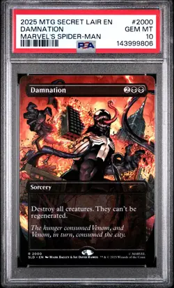 PSA 10 2025 MTG SECRET LAIR DROP 2000 DAMNATION MARVEL'S SPIDER-MAN NON FOIL - Image 1