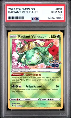 2022 Pokemon Go Radiant Venusaur #004 PSA 10 GEM MINT - Image 1
