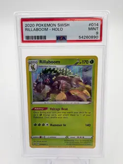 2020 Pokemon Rillaboom # 014/202 Sword & Shield Base Set Pokemon PSA 9 - Image 1