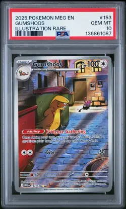 2025 Pokemon Mega Evolution #153 Gumshoos Illustration Rare PSA 10 - Image 1