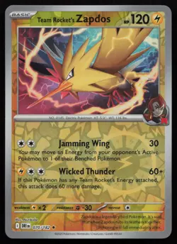 Team Rocket's Zapdos 070/182 Rare Destined Rivals Pokemon Reverse Holo Near Mint - Image 1