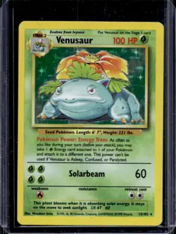 1999 Pokemon Unlimited Venusaur Rare Holo #15/102 - Image 1