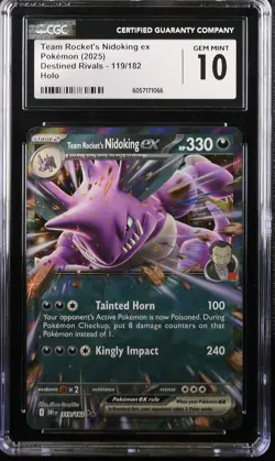 CGC 10 Pokemon Team Rocket's Nidoking ex 119/182 Destined Rivals EX Holo - Image 1