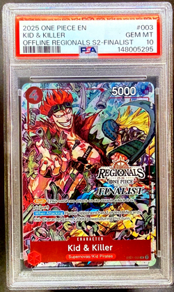 2025 ONE PIECE OFFLINE REGIONALS FINALIST #003 KID & KILLER PROMO PSA 10 - Image 1