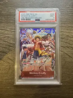 2025 ONE PIECE PROMOS #006 MONKEY D. LUFFY ONE PIECE DAY DALLAS PSA 9 - Image 1