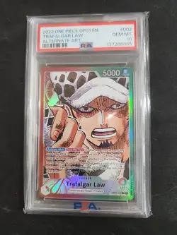 2022 One Piece Romance Dawn Trafalgar Law Alternate Art #OP01-002 PSA 10 - Image 1