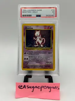 1999 Pokemon Base Set #10 Mewtwo Holo Card WOTC PSA 5 EXCELLENT - Image 1