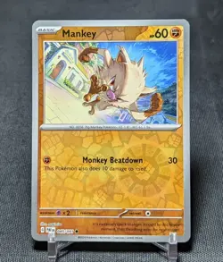 Mankey Common Reverse Holo Fighting 2024 PALDEAN FATES Pokemon TCG Card 045/091 - Image 1