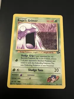 Koga’s Grimer 78/132 Gym Challenge Unlimited 2000 Pokemon Card Common NM - Image 1