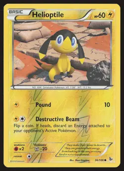 XY - Flashfire Helioptile #36/106 Reverse Holo Pokemon Card - Image 1