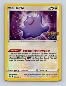 Ditto 053 2022 Pokemon Pokemon Go Holo Rare Card NM+ - Image 1