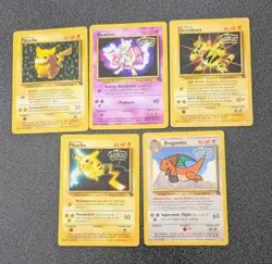Pokemon The First Movie promo cards Pikachu, Mewtwo, Dragonite, Electabuzz - Image 1
