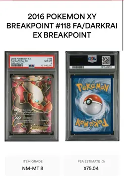 2016 Pokemon XY Breakpoint #118 Darkrai EX FA PSA 8 Card - Image 1
