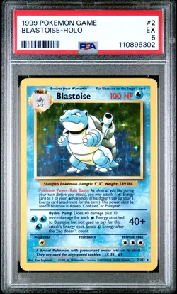 Blastoise-Holo 1999 Pokemon Game #2 PSA 5 NEW SLAB - Image 1