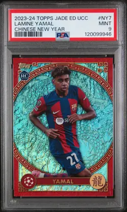 2023-24 TOPPS JADE EDITION UCC CHINESE NEW YEAR LAMINE YAMAL ROOKIE RC PSA 9 - Image 1
