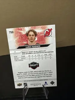 2023-24 UD EXTENDED SERIES 2021 DRAFT LUKE HUGHES #750 NEW JERSEY DEVILS - Image 2