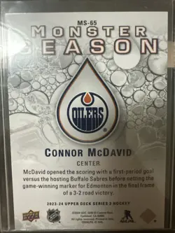 2023-24 Upper Deck Series 2 Monster Season Gold Connor McDavid 144/153 #MS-65 - Image 2