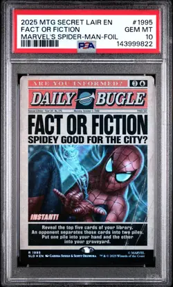 PSA 10 2025 MTG SECRET LAIR DROP 1995 FACT OR FICTION MARVEL'S SPIDER-MAN FOIL - Image 1