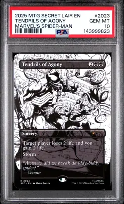 PSA 10 2025 MTG SECRET LAIR 2023 TENDRILS OF AGONY MARVEL'S SPIDER-MAN NON FOIL - Image 1