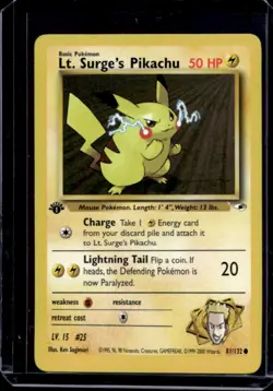 2000 Pokemon Gym Heroes 1st Edition Lt. Surge's Pikachu #81/132 - Image 1