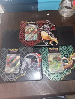 Pokemon Paldean Fates Tins Lot of 3 Sealed Scarlet Violet Great Tusk Iron Treads - Image 1