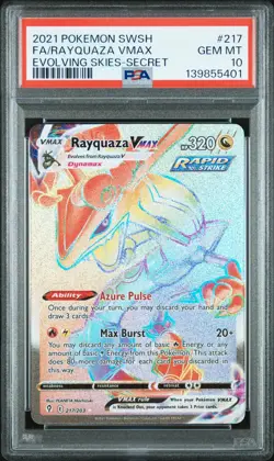 Pokemon SWSH Rayquaza VMAX Evolving Skies Full Art PSA 10 Gem Mint 217/203 - Image 1