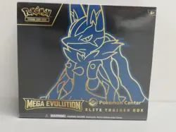 2025 Pokemon Mega Evolution Pokemon Center Sealed Lucario ETB Elite Trainer Box - Image 1