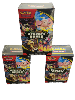 3x Pokemon TCG Mega Evolutiobs Perfect Order Booster Bundle SEALED - Image 1