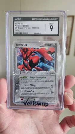 CGC 9 MINT Scizor ex 2005 EX Unseen Forces 108/115 Holo Pokemon Card - Image 1