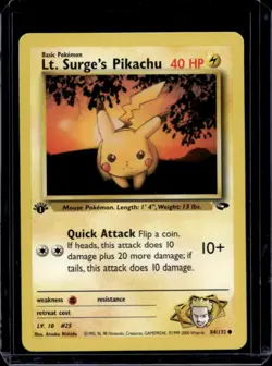 2000 Pokemon Gym Challenge 1st Edition Lt. Surge's Pikachu #84/132 - Image 1
