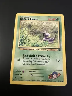 Koga’s Ekans 77/132 Gym Challenge Unlimited 2000 Pokemon Card Common NM - Image 1