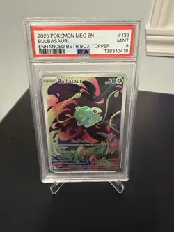 2025 POKEMON BULBASAUR 133/132 MEGA EVOLUTION STAMPED - PSA 9 Canadian Bids Only - Image 1