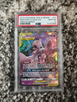 2019 Pokemon Sun And Moon Mewtwo Mew Unified Minds Tag Team GX 71 PSA10 GEM MINT - Image 1